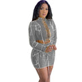 spring new european and american export women's clothing   fashionable sexy solid color drawstring mini skirt set