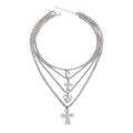 Diamond-studded heart cross pendant wholesale - cross-border fashion jewelry, multi-layer necklace, light luxury, premium full diamond clavicle chain