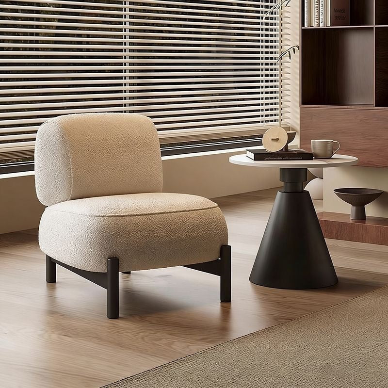 Cream mid-century style living room single sofa designer style living room beauty salon reception fabric cashmere casual chair