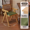 Green leather seat, rattan backrest + wood color frame [small size]