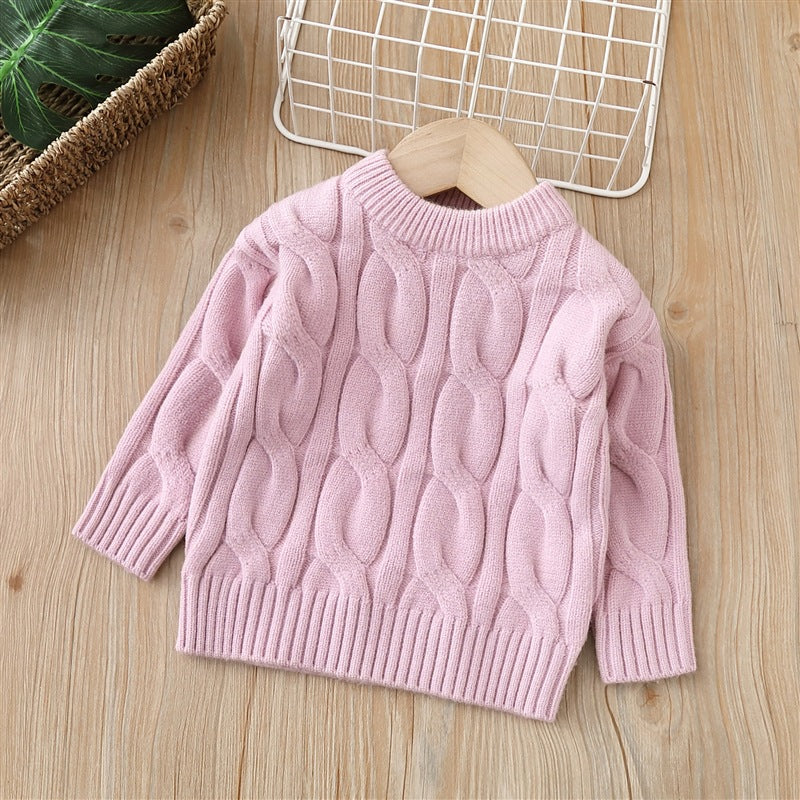 Kids' winter sweater: new retro style, unisex, fleece-lined, thickened pullover, knitted base layer for boys and girls