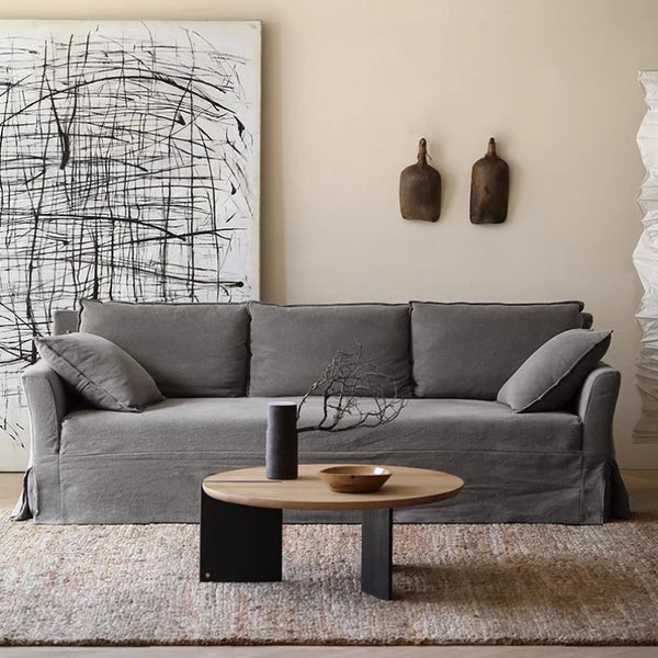 Wabi sand wind fabric sofa living room small apartment integrated removable and washable bed and breakfast linen three-person sofa hotel furniture