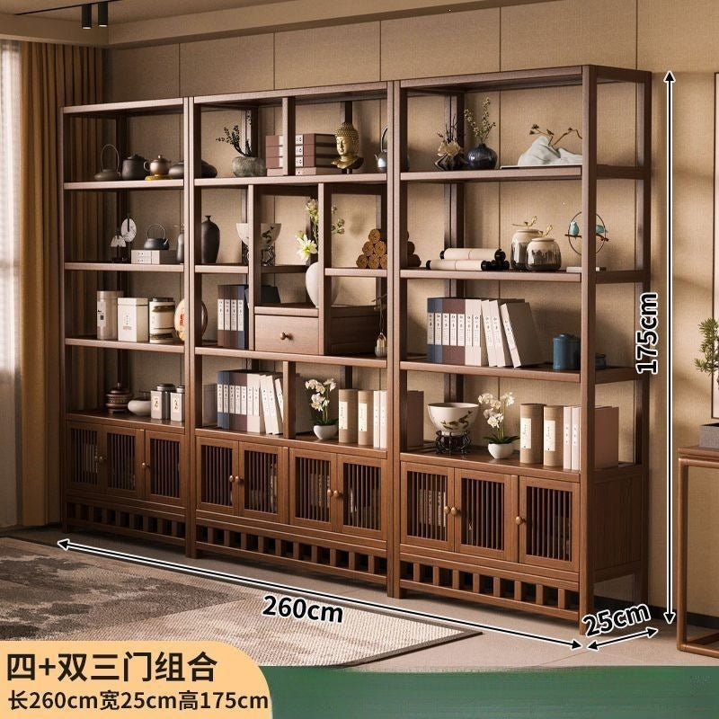 New chinoiserie bogu rack non-solid wood tea cabinet rack living room storage rack multi-layer display rack tea rack rack bamboo