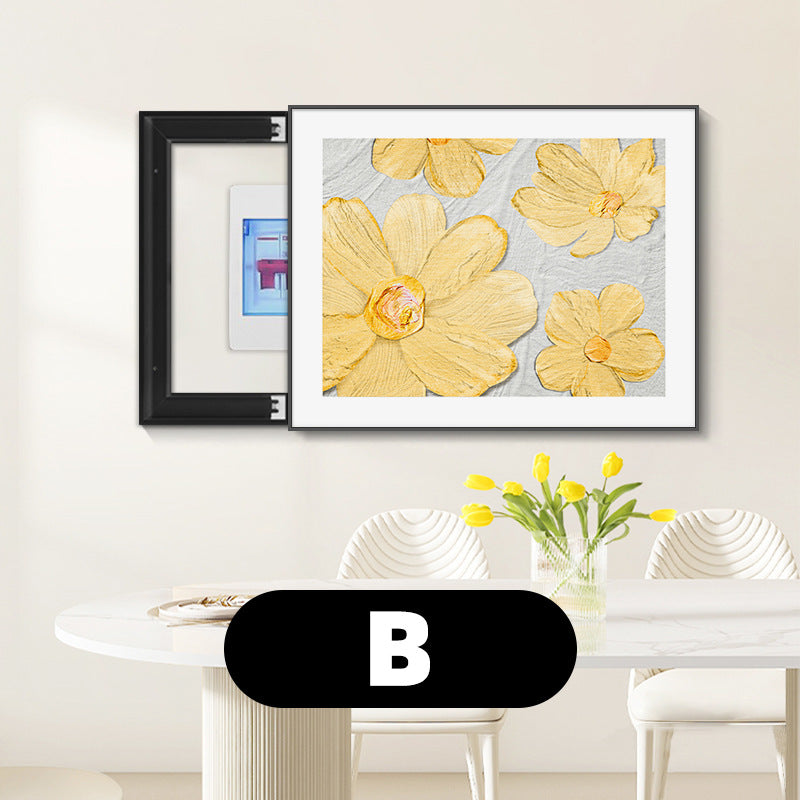 Cream wind flower meter box decorative painting non-punching distribution box hanging painting creative blocking switch box mural