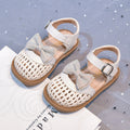 Vancahao girls' rhinestone bowknot woven hollow-out sandals -  summer new collection - closed-toe beach shoes for kids