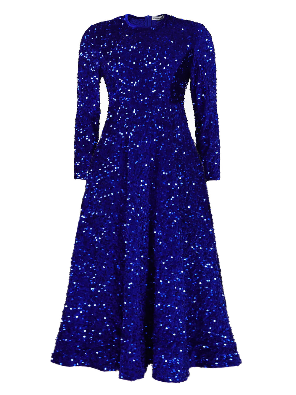 D469 cross-border new women's round neck long sleeve solid color sequin high waist elegant midi dress european and american style