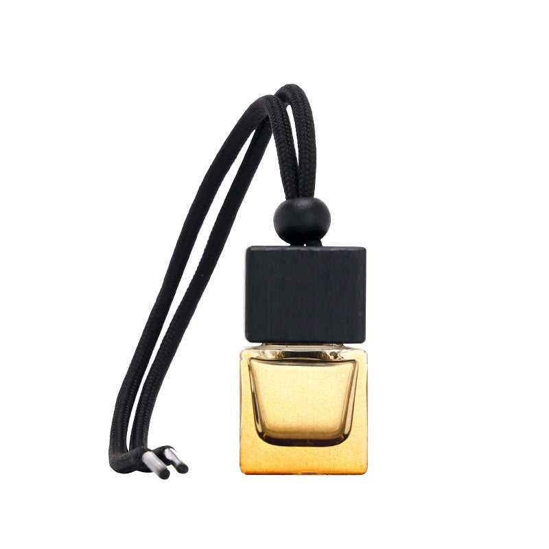Car perfume bottle empty bottle hanging square cover colorful aromatherapy bottle essential oil refill bottle thickened lanyard glass bottle
