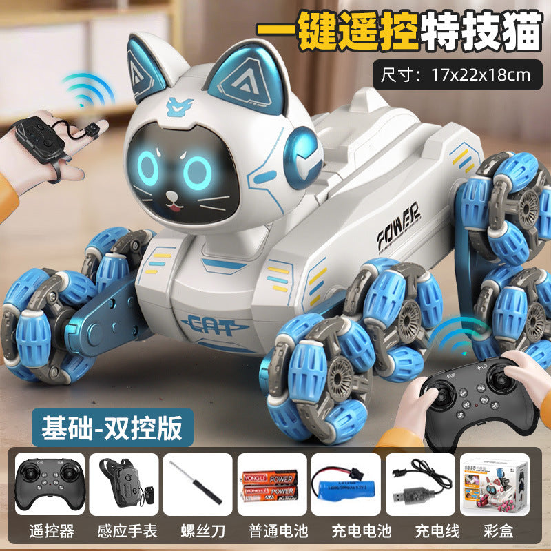 new product eight-wheel stunt robot cat gesture sensor smart kids toy remote control mechanical cat boy gift