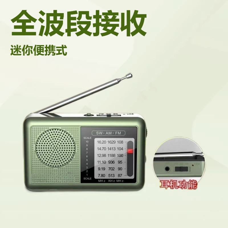 Portable, rechargeable, hand-crank radio for seniors - full band coverage (am/fm/shortwave) - compact semiconductor radio