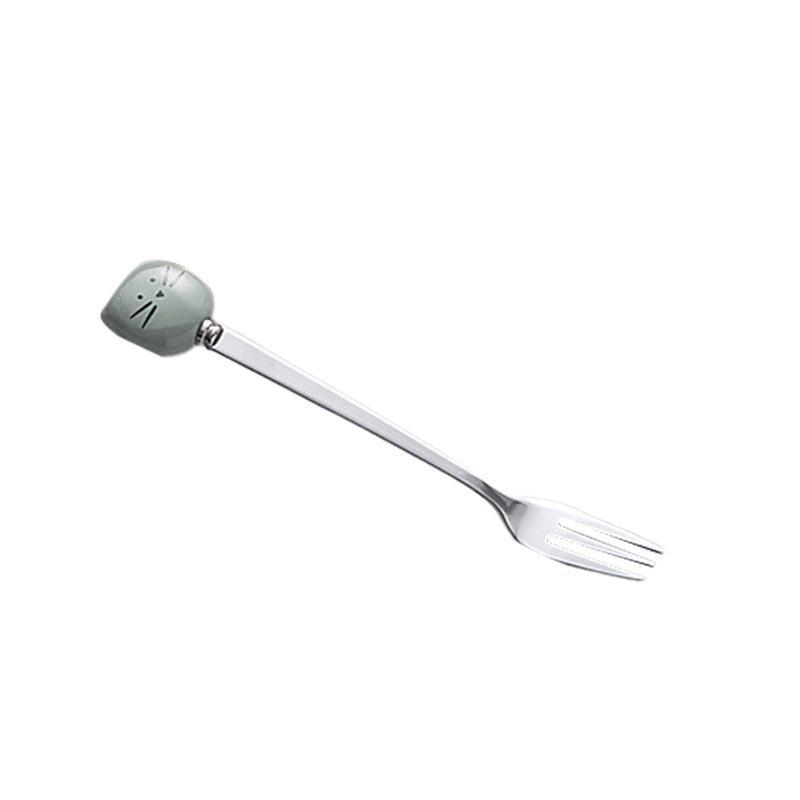 Cute cartoon stainless steel ceramic spoon ice cream scoop soup spoon wholesale fruit fork spoon high-value mixing spoon