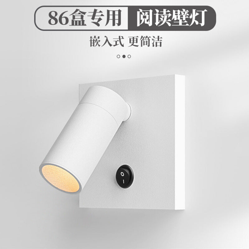 Modern 86-wire box bedroom hotel bedside reading light square bottom box socket switch modified wall spotlight