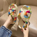 Women's slippers - 2025 summer new arrivals: trendy graffiti design, thick sole, outdoor/indoor wear, crossover sandals