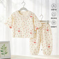 Class a pajamas gauze pure cotton spring summer thin baby air-conditioning home clothes 7-quarter sleeves + pants kidssuit