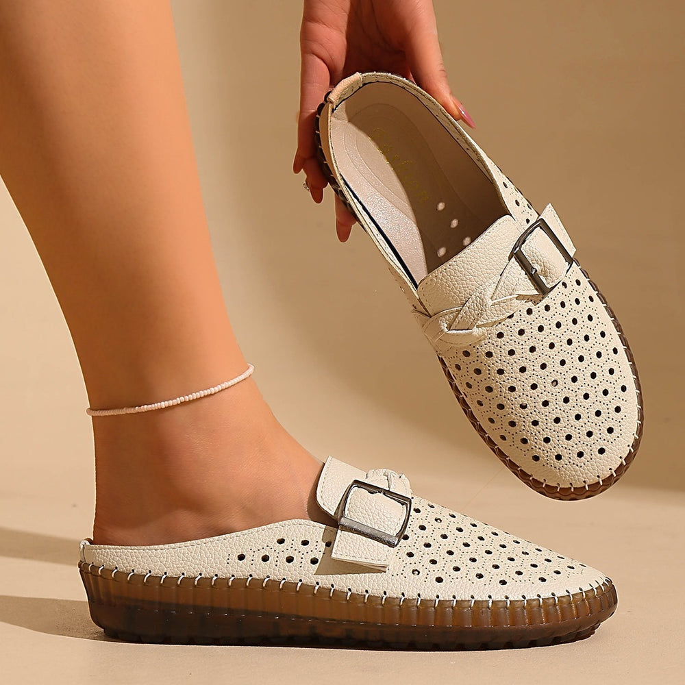 Women's fashionable perforated white sneakers - spring/summer  new collection - breathable, hollow-out design, plus size available
