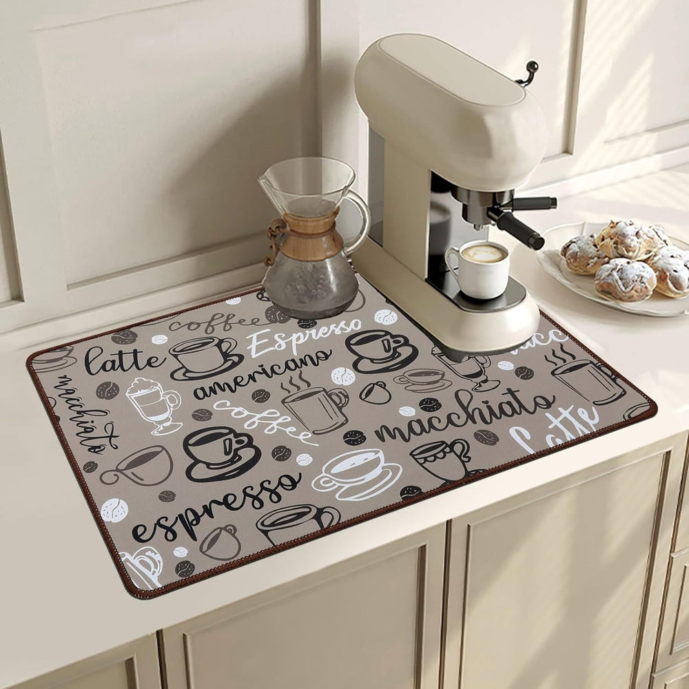 Kitchen drain mat diatom mud tableware drying mat countertop bar water-absorbent heat-insulating table mat coffee machine non-slip mat
