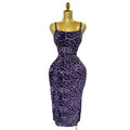 european and american women's clothing  sexy slip dress - cinched waist, bodycon, leopard print, slimming dress