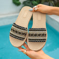 new arrivalthick soleplus size shoes ethnic style casual one-line flat sandals sandals hemp rope bottom open toe flip-flops