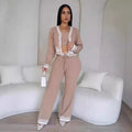 e-commerce source factory: new autumn/winter european and american style women's striped cardigan knit casual three-piece set
