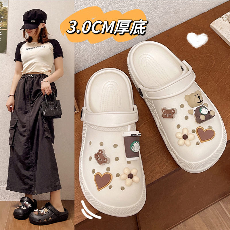 Eva clogs women's summer fun thick sole cute outdoor wear soft sole lightweight beach anti-slip sandals slippers women cartoon