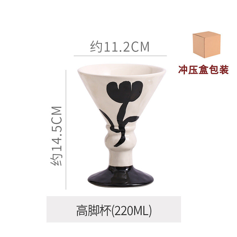 Stylish high-looking ins mug household water cup goblet ceramic milk coffee cup couple breakfast gift
