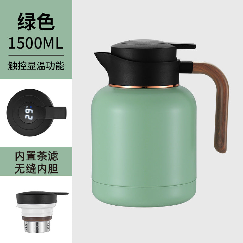 304 smart temperature display thermos stainless steel tea pot office tea pot with filter large capacity thermos flask