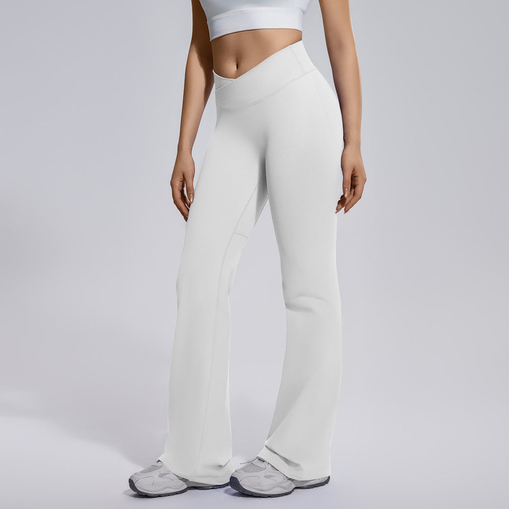 seamless micro-flared wide-leg cross-waist hip-lifting and abdominal-controlling high-elastic flared pants sports running fitness yoga wear for women