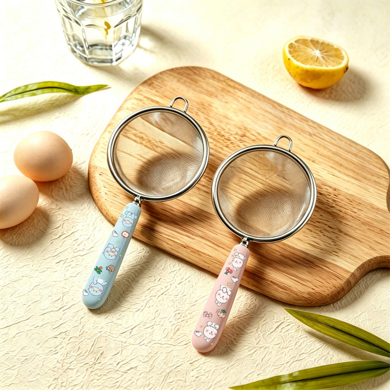 Stainless steel mesh drain for home kitchen tool soy milk filter sieve flour baking milk tea ceramic handle fence