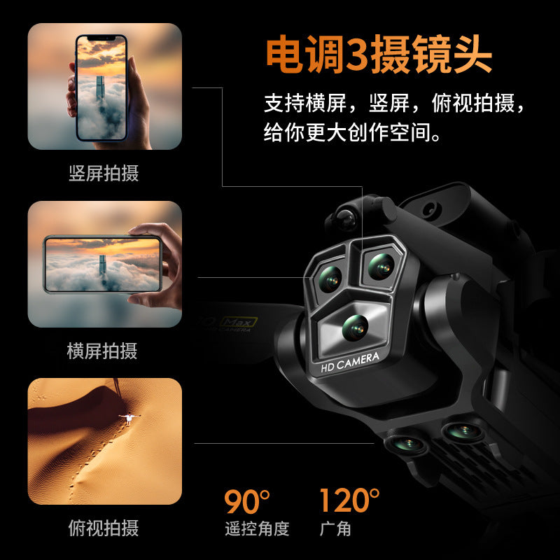 new product k10 drone: obstacle avoidance, triple camera, hd aerial photography, foldable quadcopter, remote control aircraft toy