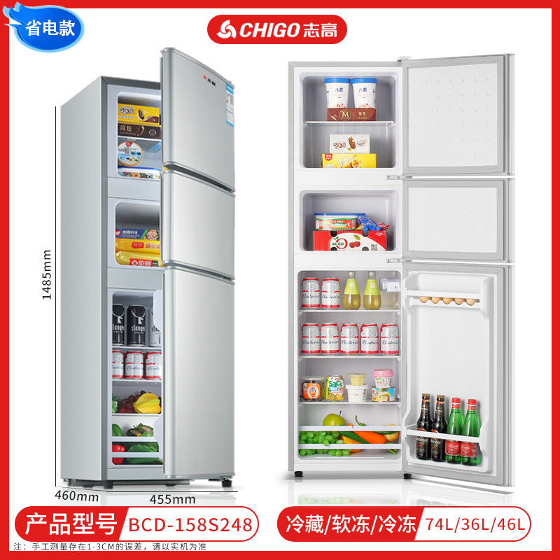Chigo refrigerator double door refrigeration and freezing dormitory rental room use first class for home small refrigerator two person refrigerator