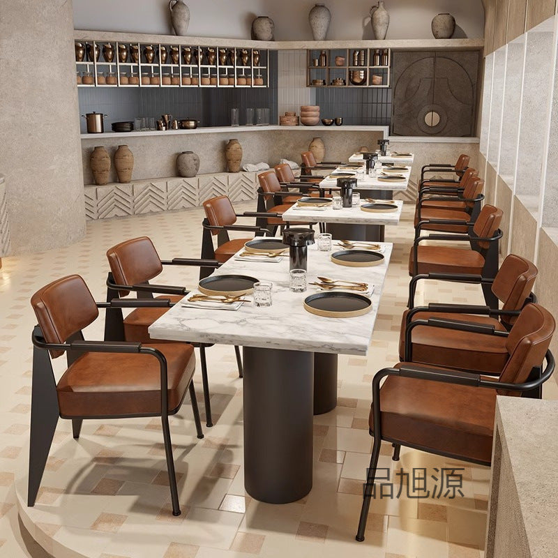 American creative cushion simple meeting reception armrest chair wrought iron casual dining bar Western restaurant chair Bar dining chair