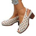 spring/summer new plus size cross-border roman retro style hollow-out fashion outerwear solid color buckle peep-toe sandals