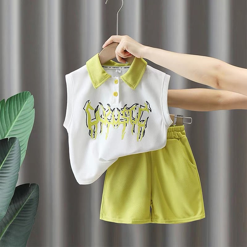 summer new arrival: boys' casual short-sleeve two-piece set - trendy kids' clothing wholesale