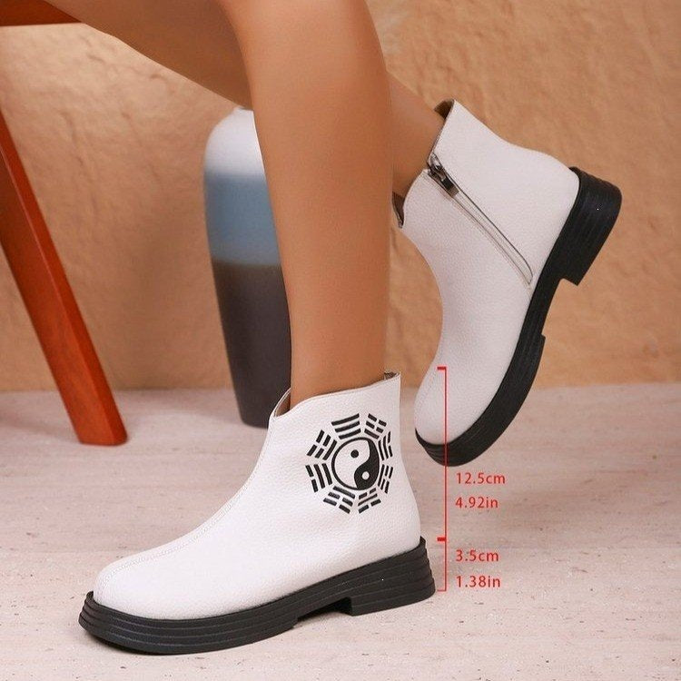 plus sizenew arrival chinese style tai chi bagua diagram retroflatsfleece-linedheattech side zipper short boots