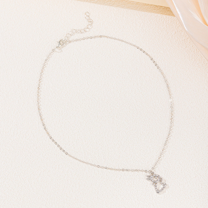 Wholesale alloy diamond-studded cross pendant necklace - european & american cross-border jewelry - women's versatile geometric necklace - animal snake pendant