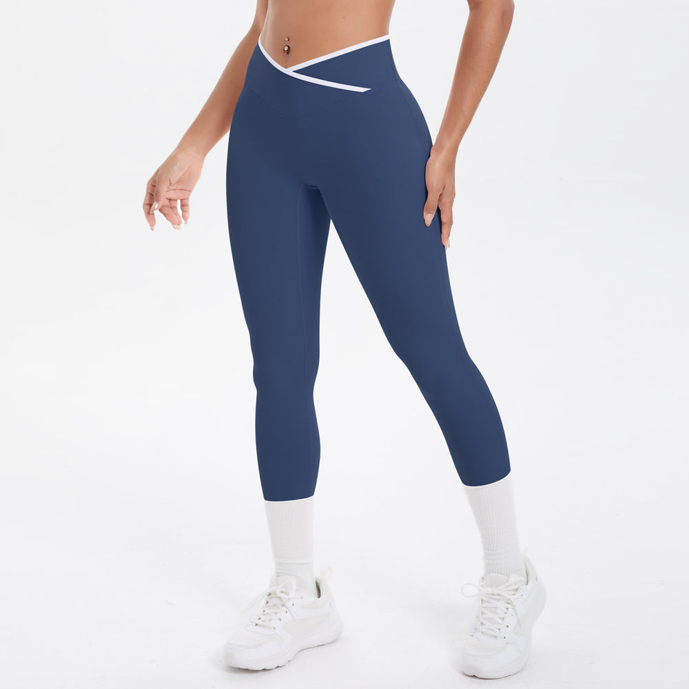 new color block criss-cross fitted brushed high-stretch yoga set - 5-piece running, fitness, and breathable training outfit