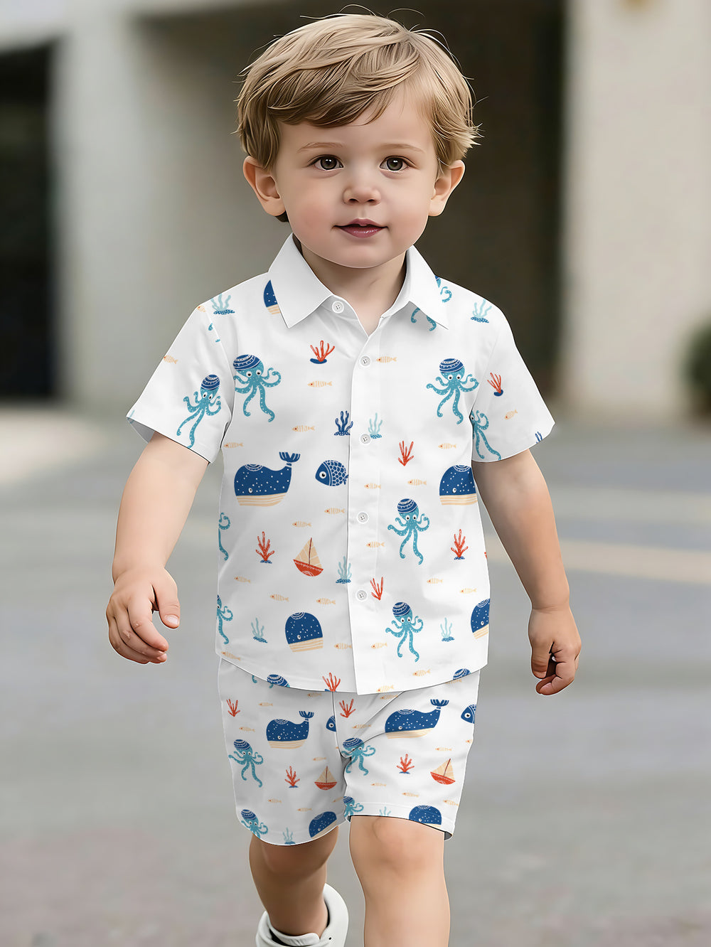 hot-selling children's short-sleeved shirt set, casual shirt set, summer simple stripes, dropshipping available
