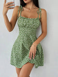 european and american cross-border french retro floral slim-fit camisole dress
