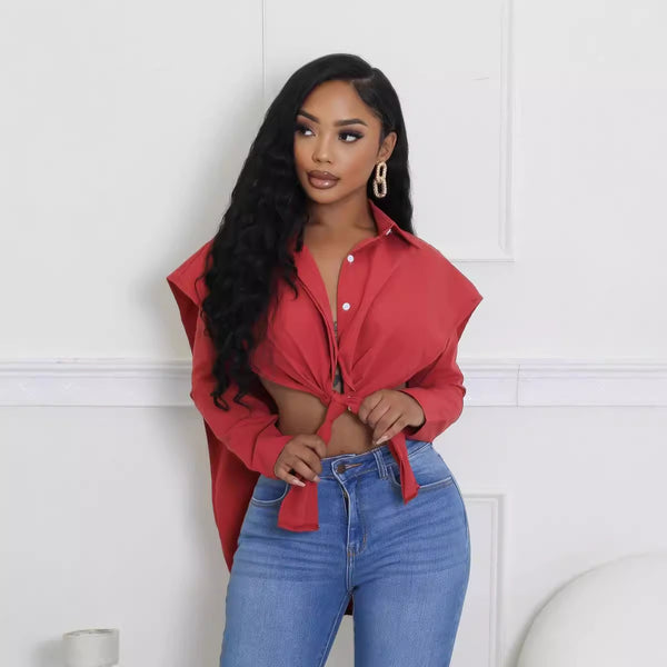 YZ1371 European and American  women's clothing   fashion sexy casual shirt waist shirt