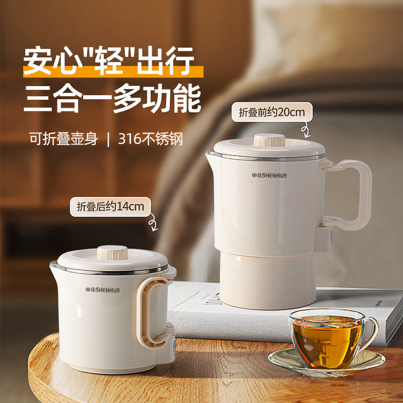 New foldable kettle - portable electric kettle for travel and business trips - stainless steel electric hot water cup - small mini cross-border