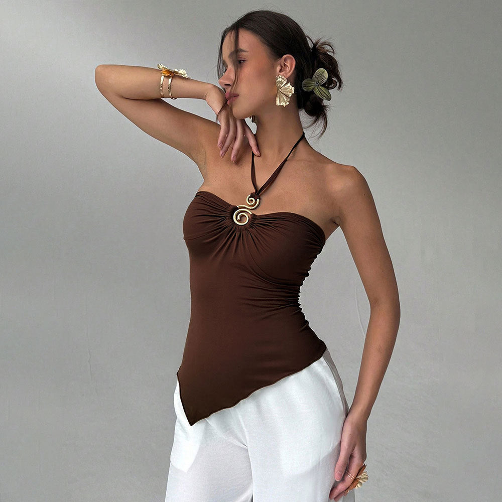 Fashionsense new arrival haltertube top vest women's summer silm inner sleeveless pure desire shortoutweartops