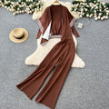 Relaxed and lazy style suit women's loose outer shawl scarf bottomlong sleevesknittingtopshigh waistsweater pants