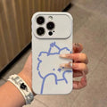 Heart-shaped large window line art crown puppy iphone 17 pro case - cute apple 18 protective cover