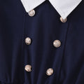 Girls' (mid-to-large size) dress, button-down collar, faux two-piece long sleeve dress