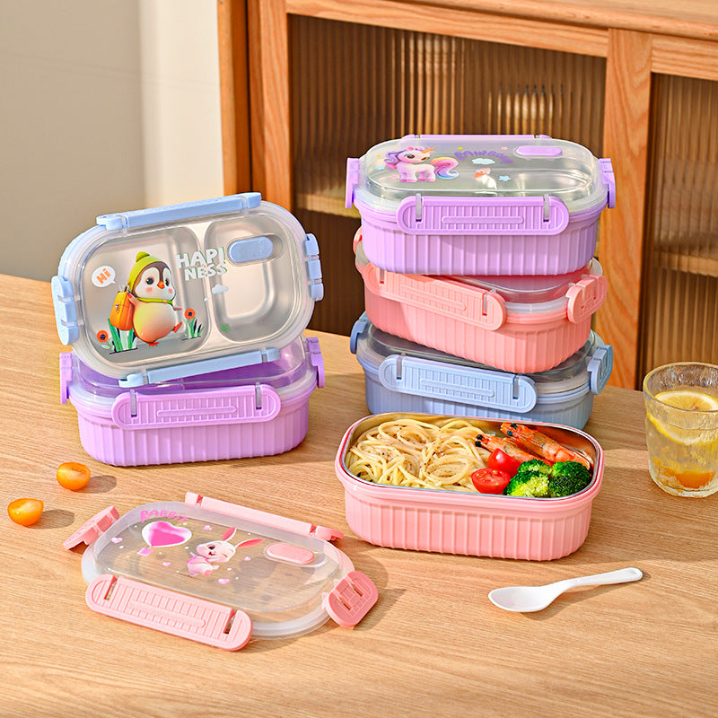 Divided 304 stainless steel insulated lunch box for elementary school students, suitable for office workers, microwaveable single-layer meal container