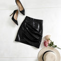 sexy pleated pu leather mini skirt - zipper bodycon skirt, european and american nightclub style, instagram-worthy midi skirt