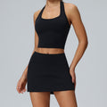 new tennis skirt set women's pocket sportswear two-piece outdoor running tight yoga outfit set