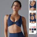 European and american nude feel yoga wear women's tight-fitting quick-dry sports bra sexy cutout backless running fitness push-up bra