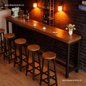 Factory direct industrial style bar table set - thickened composite board, steel frame, high-top bar table and stool combination