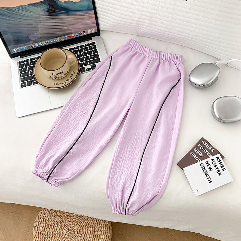 Summer kids' mosquito pants:  new trendy styles for boys and girls - casual, stylish, loose-fit, comfortable air conditioning pants with elastic ankles