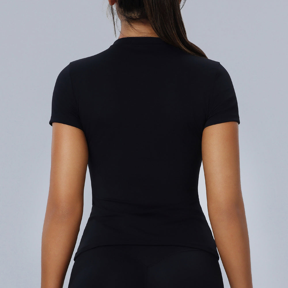 European and american style crew neck quick-dry yoga top t-shirt - slim fit, stretchy activewear for women - custom oem short sleeve fitness apparel